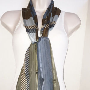 Vintage BILL BLASS Green Stripe Silk Scarf